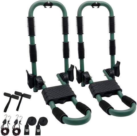 Codinter Kayak Roof Rack, Aluminum Kayak Canoe Carrier J-Style Folding Roof Holder for SUV Car Top Mounted - Green