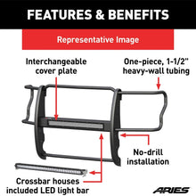 ARIES 2170018 Pro Series Black Steel Grille Guard with Light Bar, Select GMC Sierra 1500