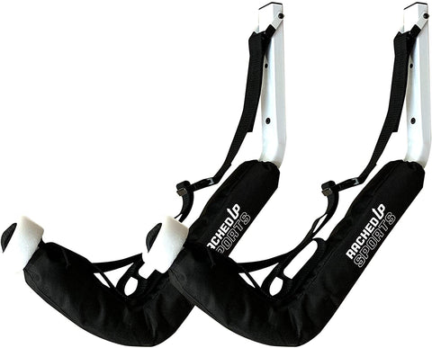 Racked Up Sports Premium White Kayak Rack, Easy Set Up Kayak Storage System, Indoor/Outdoor Kayak Wall Mount, 2 racks for garage (1 pair) included