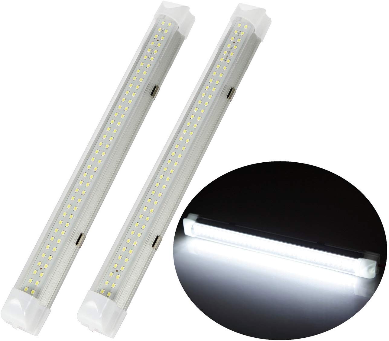 2pcs 72 LEDs 13.5 inches 24V Interior Light Lamp Strip Bar with On-Off Switch for Car Van Bus Caravan Truck RV Camper Boat Work as Map Light Dome Light Trunk or Cargo Area Light Rear Room Light, Pair