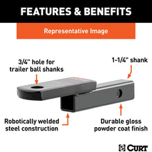 CURT 45521 Class 2 Trailer Hitch Ball Mount, Fits 1-1/4-Inch Receiver, 3,500 lbs, 3/4-Inch Hole, 3-1/4-Inch Drop, 2-5/8-Inch Rise