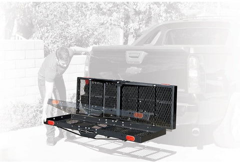 Haul Master 750 lb. Capacity Heavy Duty Hitch Mount Folding Cargo Carrier