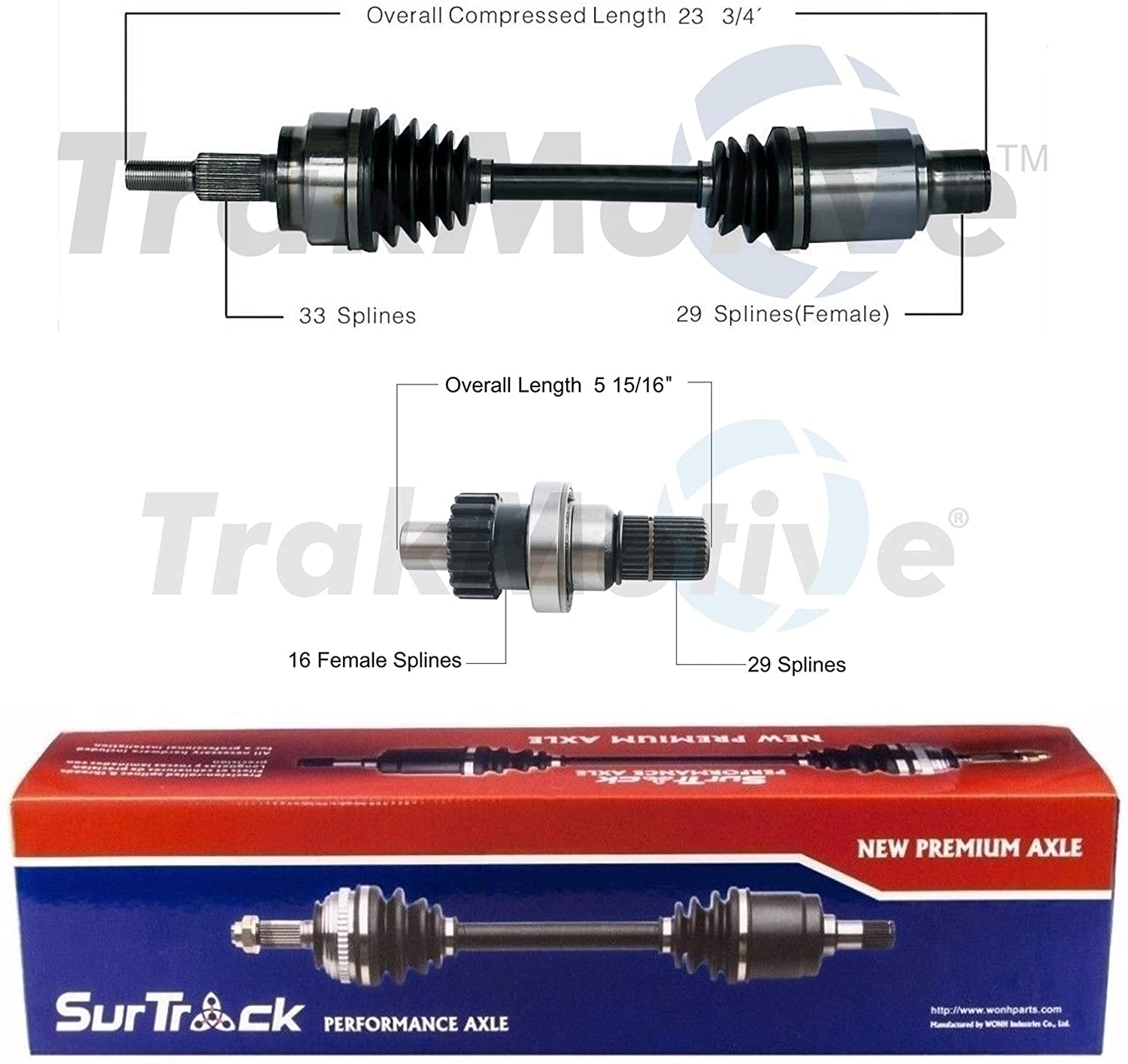 SurTrack Set of Passenger Right CV Axle & Intermediate Shafts For Ram 1500 RWD