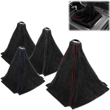 EZAUTOWRAP Universal Shift Knob Shifter Boot Cover Carbon Fiber Style Black with Red Stitches PVC Leather MT at Sport PVC Leather