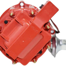 A-Team Performance HEI Complete Distributor 65,000-volt Coil Male Cap Compatible with AMC Jeep V8 290, 304, 343, 360 390 401 One Wire Installation, Red Cap