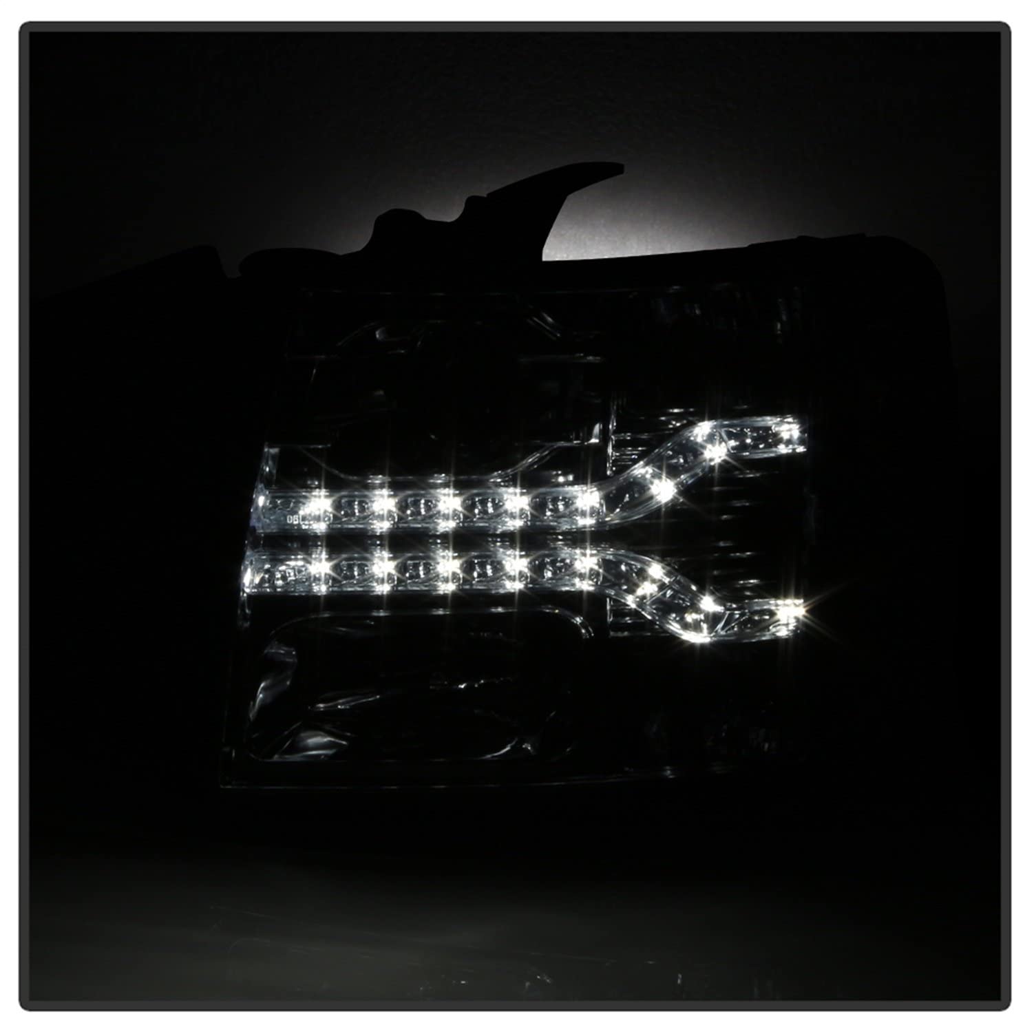 Spyder 5083593 Chevy Silverado 1500 07-13 / 2500HD/3500HD 07-14 Version 2 Projector Headlights - LED DRL - Smoke