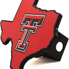 AMG NCAA Premium Solid Metal Heavy Duty Hitch Cover - Texas Shaped (Red Raiders)