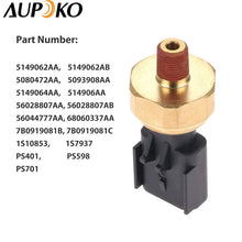 Aupoko 5149062AA Engine Oil Pressure Sensor, Replace# 56028807AA 56028807AB 5149064AA, 6.4 Engine Oil Pressure Switch Fits for Chrysler Dodge RAM & Jeep Vehicles
