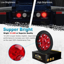 Partsam 2PCS 4" Red Stop Turn Tail Brake Truck Trailer Light Flange Mount 12 Diodes Utility