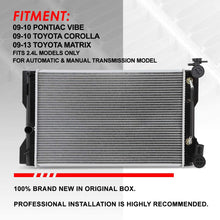 13049 OE Style Aluminum Core Cooling Radiator Replacement for Toyota Corolla Pontiac Vibe 2.4L AT MT 09-10