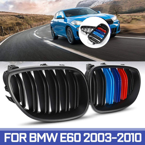 SHENGYAWAUTO Gloss Black M Color Front Kidney Grill Grille For BMW E60 E61 5 Series 2003-2010