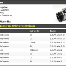 A/C Compressor - Compatible with 2011-2015 Kia Sorento (Except Direct Drive)