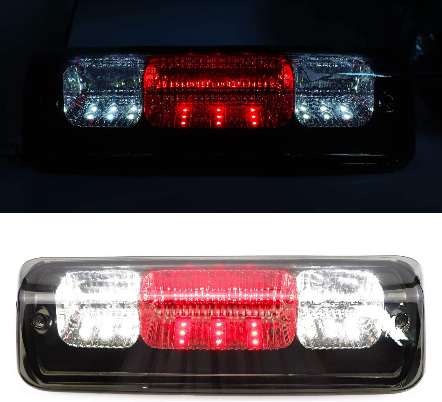 Sanzitop Fit for 2004-2008 Ford F-150, 2007-2010 Ford Explorer Sport Trac, 2006-2008 Lincoln Mark LT Rear High Mount 3rd Third Brake Light Cargo Lamp (Chrome Housing Smoke Lens)