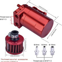 SPEEDWOW Aluminum Oil Catch Can Tank Filter Baffled With Breather Filter And Hose Kit Universal (Red)