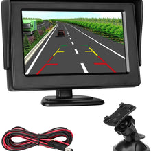 LeeKooLuu Car Rear View Monitor 4.3 LCD Color Display for Car/Truck/Vehicle Reverse View of Rear View Backup Camera System with Bracket Suction Cup Mount on Windshield Optional
