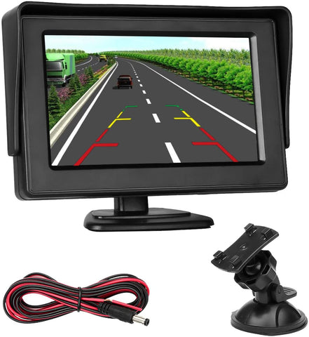 LeeKooLuu Car Rear View Monitor 4.3 LCD Color Display for Car/Truck/Vehicle Reverse View of Rear View Backup Camera System with Bracket Suction Cup Mount on Windshield Optional