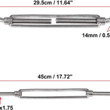 X AUTOHAUX 2pcs M12x1.75 Car 304 Stainless Steel Hook and Hook Turnbuckle Wire Rope Tension