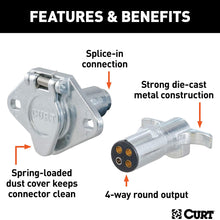 CURT 58671 Vehicle-Side and Trailer-Side 4-Pin Round Wiring Harness Connectors