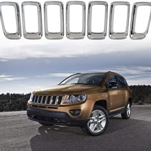 XBEEK 7PCS Chrome Grille Grill Rings Clip-in Trim Cover Inserts Frame Fit for 2011-2016 Jeep Compass (Silver)