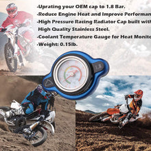 Summit High Pressure Radiator Cap with Temperature Gauge - 1.8 kg (1.8 Bar, 25.6psi), Fits select Arctic Cat, Kawasaki, Yamaha, Polaris, Suzuki, Honda models