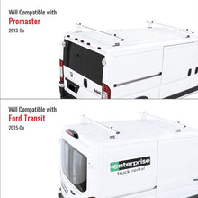 AA-Racks Model AX302 Aluminum Van Ladder Roof Rack System Fits for 2013-On RAM ProMaster/ 2015-On Transit - 2 Bar 72'', White