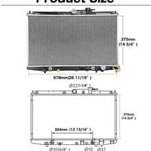 Maxiii Aluminum Radiator Compatible with Honda Accord DX, EX, EX-R 1998-2002, LX/Honda Accord SE 2000-2002, Value Package (Except 2000 Honda Accord Value Package) L4 2.3L with Oil Cooler