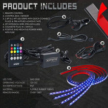Xprite Car Underglow Neon Accent Strip Lights Kit 8 Color Sound Active Function and Wireless Remote Control 4 PCs LED Underbody System Light Strips w/ 6FT Extension Wire & Cable Tie