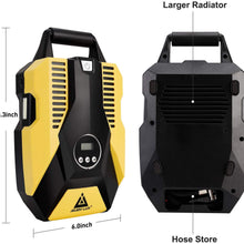 Portable Air Compressor Pump,12V DC Digital Tire Inflator, 150 PSI Auto Shut-off, w/ emergency LED flasher & Extra Long Cable for Tires, Bicycle, Air Boat/Mattress,Balls and Other Inflatables