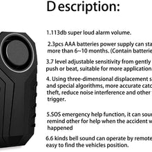 NineLeaf 1 Set Bike Alarm with Remote, Wireless Vibration Alarm Anti-Theft Burglar Security Alarm for Bike Motorcycle Car Scooter, 113db Super Loud and IP55 Waterproof, Volume Adjustable