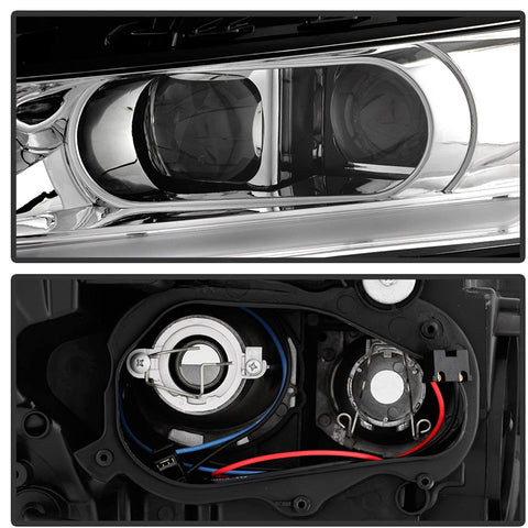 Spyder Auto 9042898 DRL Light Bar Projector Headlights Chrome Halogen Models Only Will Not Fit Xenon/HID Model DRL Light Bar Projector Headlights