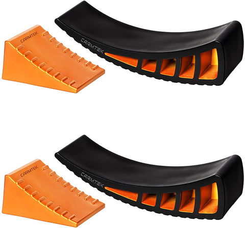 CARMTEK Camper Leveler Kit - Curved RV Levelers with Camper Wheel Chocks for Travel Trailers | Faster Camper Leveling Than RV Leveling Blocks (2 Pack)