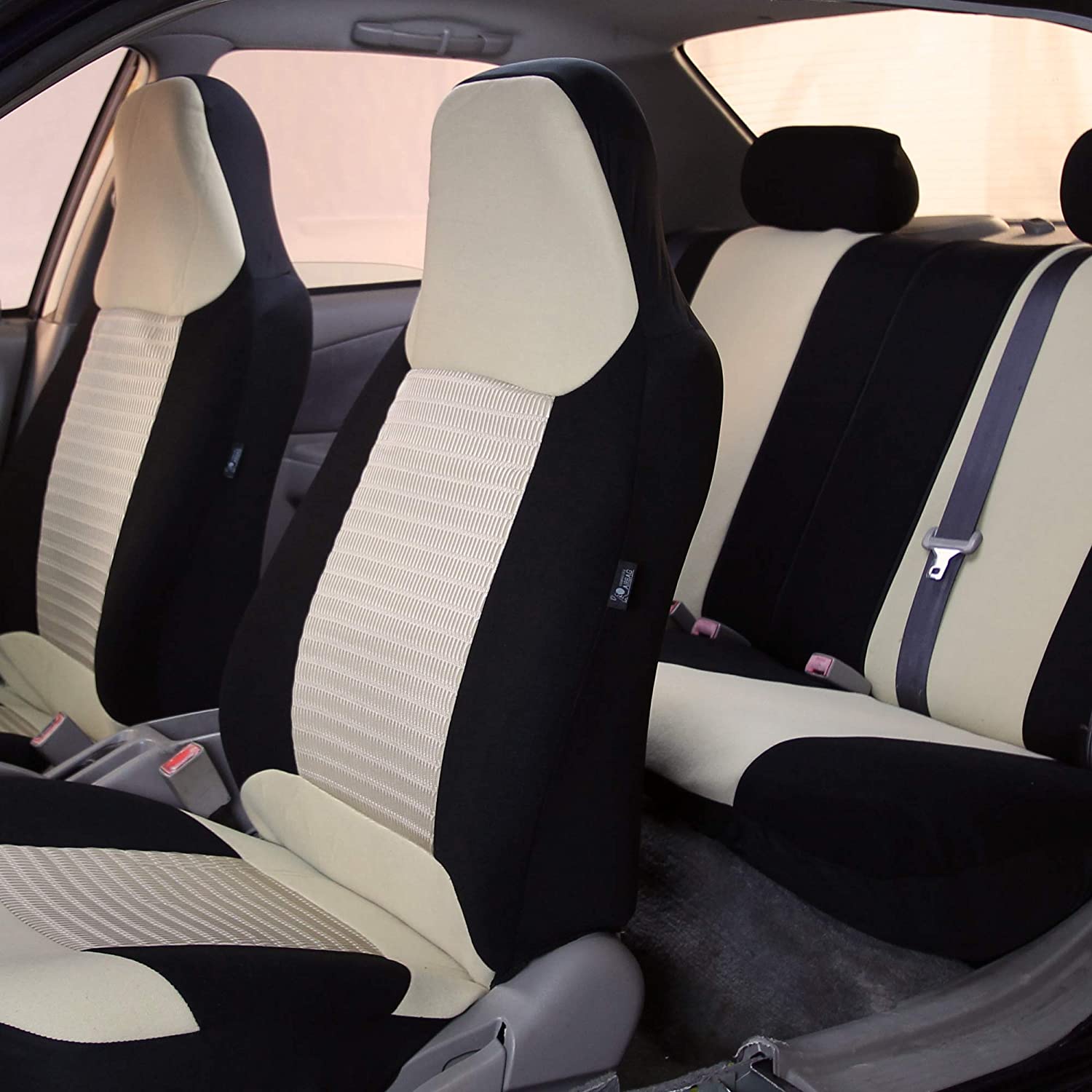 TLH Premium Fabric Seat Covers Full Set, Airbag Compatibal&Split Bench, Gray Color-Universal Fit for Cars, Auto, Trucks, SUV