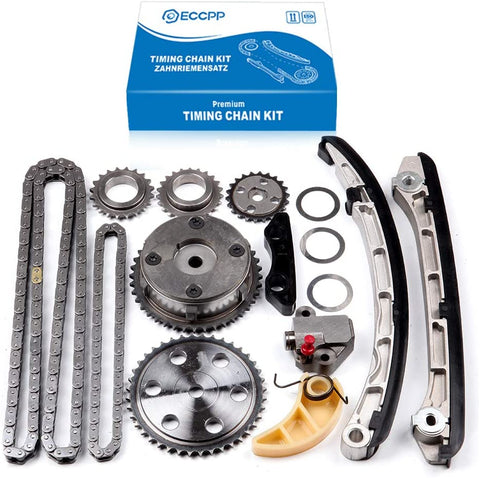 ECCPP L3K9-12-614 Timing Chain Kit Guide Rail Tensioner Crank Gear Cam Gear Oil Pump Replacement for Mazda 2.3L Turbo Engine Camshaft VVT Acuator 2006-2013