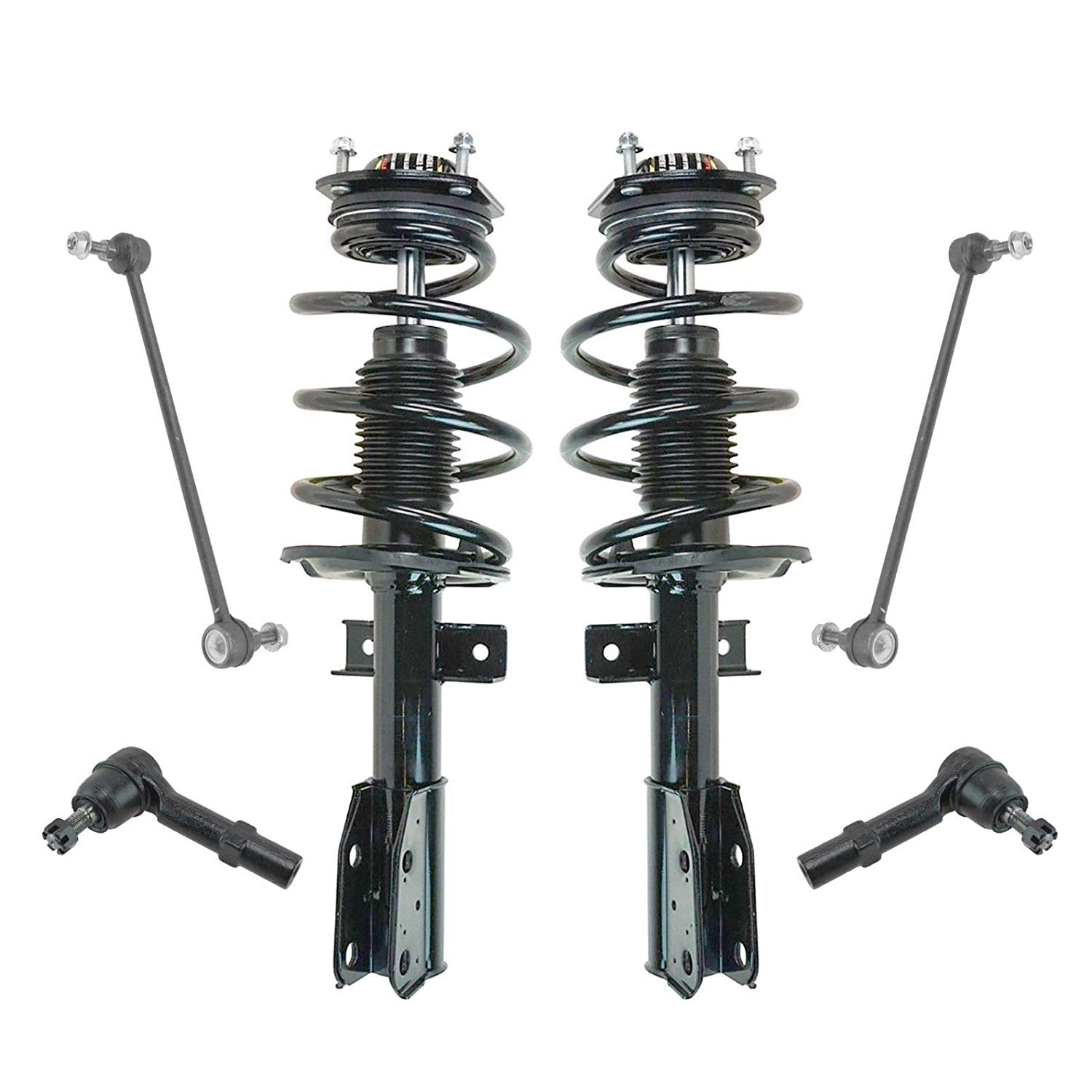 6 Piece Front Strut & Spring Assemblies Sway Bar Links Tie Rods Kit for GM Truck