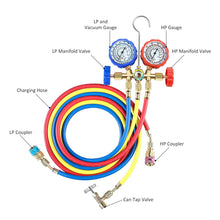 5FT 3-Way AC Diagnostic Manifold Gauge Set for Freon Charging, Fits R134A R12 R22 and R502 Refrigerants, with Acme Adapter and Can Tap for Automotive Car Air Conditioning