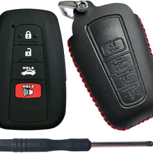Coolbestda 2Pcs Rubber 4buttons Smart Key Fob Full Protector Remote Skin Cover Case Keyless Jacket for 2018 Toyota Camry C-HR Prius HYQ14FBC Black
