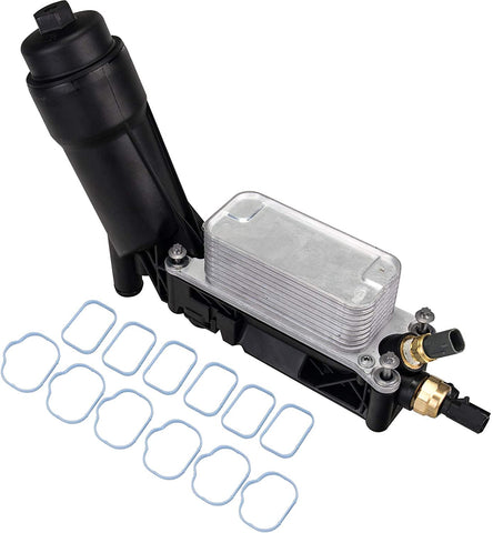 Engine Oil Cooler Filter Adapter w/Sensors & Intake Manifold Gasket Set 3.6L Compatible with 2011 2012 2013 Jeep Wrangler Grand Dodge Grand Caravan Chrysler 200 300 Town & Country Ram 1500 5184294AE