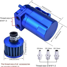 SPEEDWOW Aluminum Oil Catch Can Tank Filter Baffled With Breather Filter And Hose Kit Universal (Blue)
