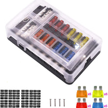 6-Way Fuse Box Blade Fuse Block Holder Screw Nut Terminal W/Negative Bus 5A 10A 15A 20A Free Fuses LED Indicator Waterpoof Cover for Automotive Car Marine Boat