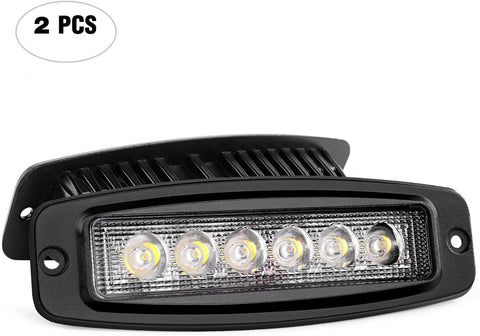 Nilight LED Work Light 2PCS 18W Spot Led Light Bar Driving Lights Off Road Led Lights Flush Mount for Jeep Truck,2 Years Warranty