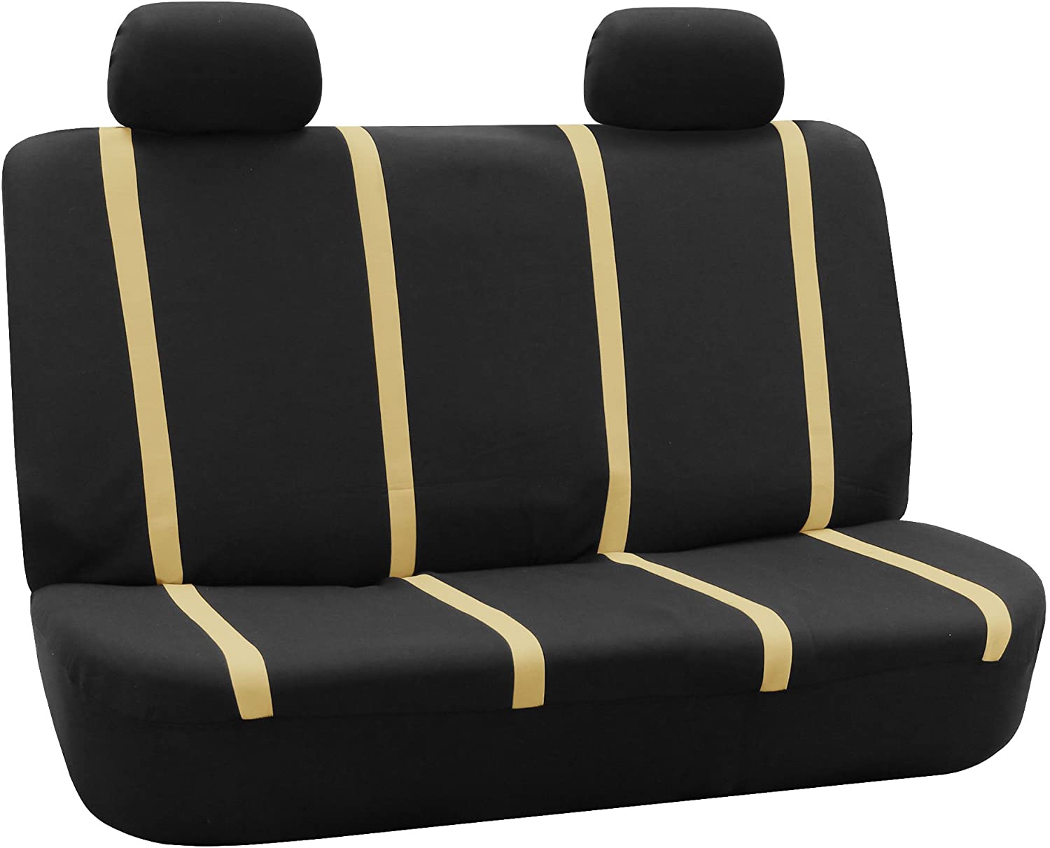 FH Group FB032102 Unique Flat Cloth Pair Set Seat Covers w. 2 Detachable Headrests,Gray/Black- Fit Most Car, Truck, SUV, or Van