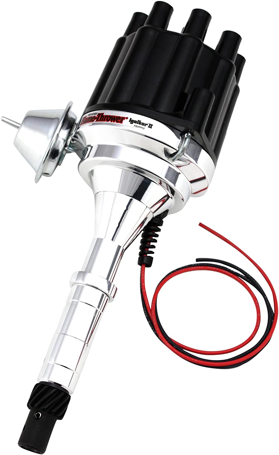 Pertronix D160700 Flame-Thrower Plug and Play Vacuum Advance Black Cap Billet Electronic Distributor with Ignitor II Technology for AMC V8