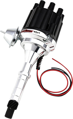 Pertronix D160700 Flame-Thrower Plug and Play Vacuum Advance Black Cap Billet Electronic Distributor with Ignitor II Technology for AMC V8