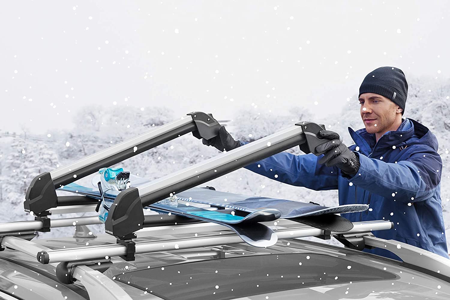 MaxKare Ski & Snowboard Car Racks Universal for 6 Pairs Skis/4 Snowboards Aviation Aluminum Resistant to -60°C Upgraded Ski Rack 33inch Fit Wing/Oblate/Square Crossbars