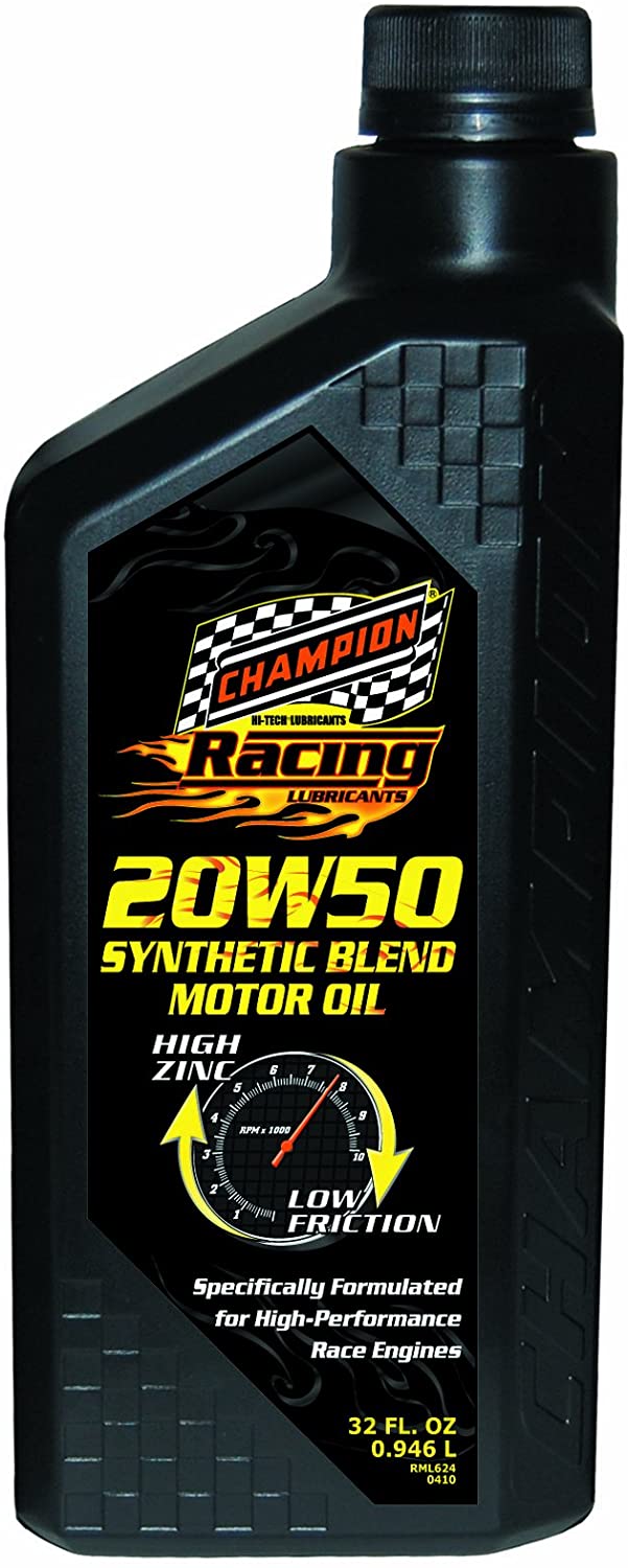 Champion Brands 4111H-EACH 'Racing' 20W-50 Semi-Synthetic Motor Oil - 1 Quart Bottle