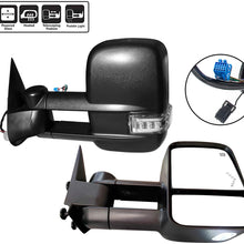 AERDM New 2pcs Pair Left+Right Heated Telescoping Towing Mirrors with Arrow Signal Turn & Puddle Lights fit for 03-07 Chevy/GMC Silverado/Sierra