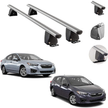 Roof Rack Cross Bars Lockable Luggage Carrier Fixed Point Roof Cars | Silver Aluminum Cargo Carrier Rooftop Bars | Automotive Exterior Accessories Fits Subaru Impreza 2017-2021