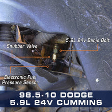 GlowShift Fuel Pressure Snubber Valve Sensor Adapter for 12-Valve & 24-Valve 5.9L 6.7L Dodge Ram 2500 3500 Cummins Diesel - 1/8-27 NPT Threads - Installs to Fuel Filter Housing