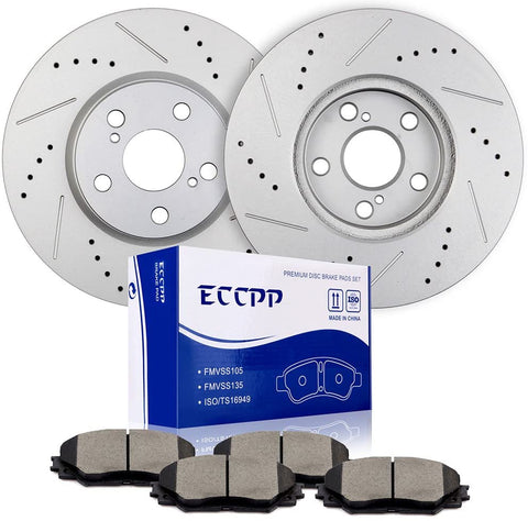 Brake Rotors Brakes Pads Kits,ECCPP 2pcs Front Discs Brake Rotors and 4pcs Ceramic Disc Brake Pads Set for 2009 2010 Pontiac Vibe,2008-2013 Scion xD,2009-2013 Toyota Corolla,2009-2013 Toyota Matrix