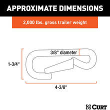 CURT 81266 Snap Hook Trailer Safety Chain Hook Carabiner Clip, 3/8-Inch Diameter, 2,000 lbs